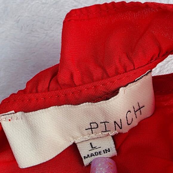 Pinch Tiered Halter Neck Dress Large Red Sleeveless Cottagecore Spring Summer - Picture 8 of 12